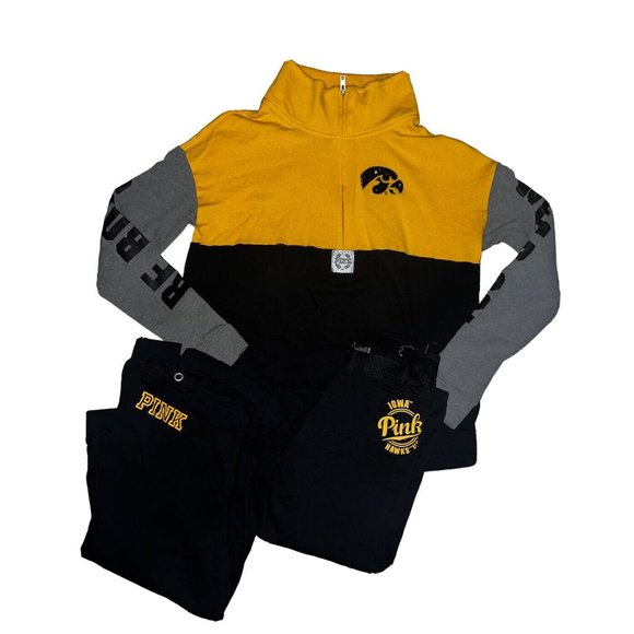 PINK Victoria's Secret Sweaters - VS PINK Outfit Small Victorias Secret College Pullover Legging Tee Iowa Set Of 3